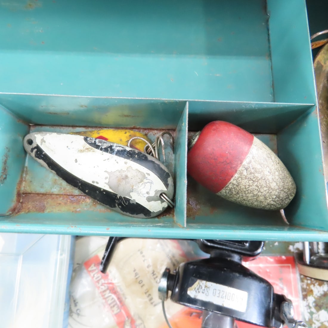 Vintage Metal Union Tackle Box with Lures & Gear - 6