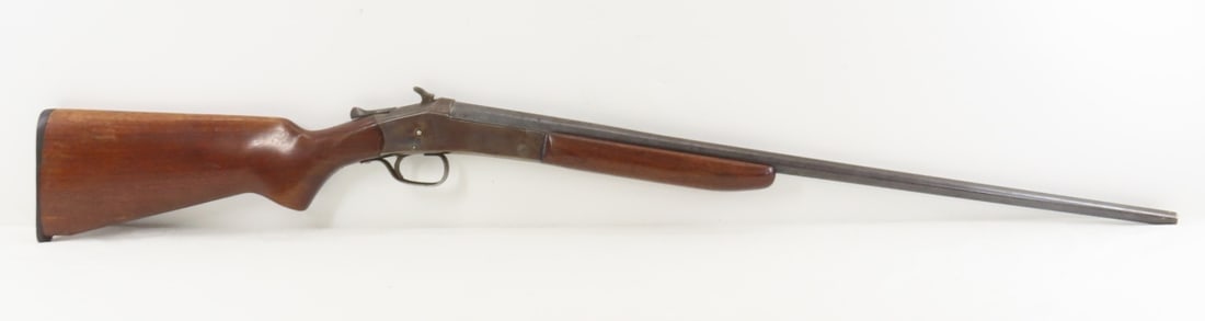 Trustworthy .410 Break Action Shotgun: Trustworthy .410 Break Action Shotgun - SN# B17701- matching on barrel, and receiver. 26" choke barrel missing bead sight, wood forearm and pistol grip stock has damage at Herter's butt plate. Store
