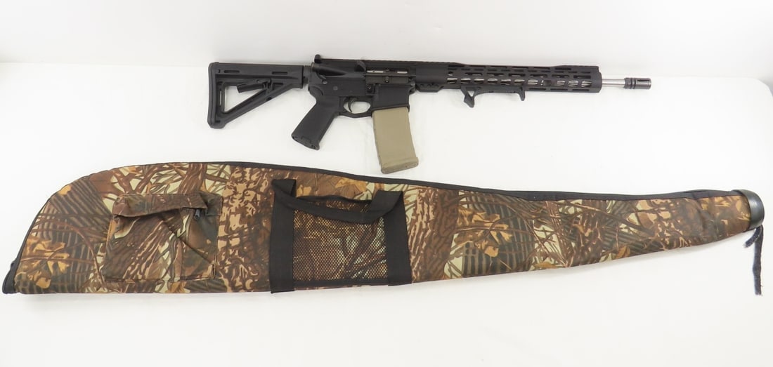 Palmetto Armory AR-15 Rifle 5.56 with Case: Palmetto Armory AR-15 Rifle 5.56 with Case - SN# SCD600390, PA-15 multi cal receiver, 16.5" barrel with flash hider, top rail, angled foregrip, pistol grip, adjustable stock, 1 30 round magazine,