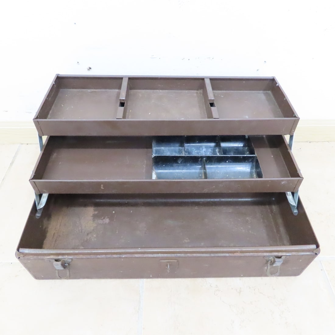 7 Vintage Metal Tackle & Tool Boxes, Empty - 4