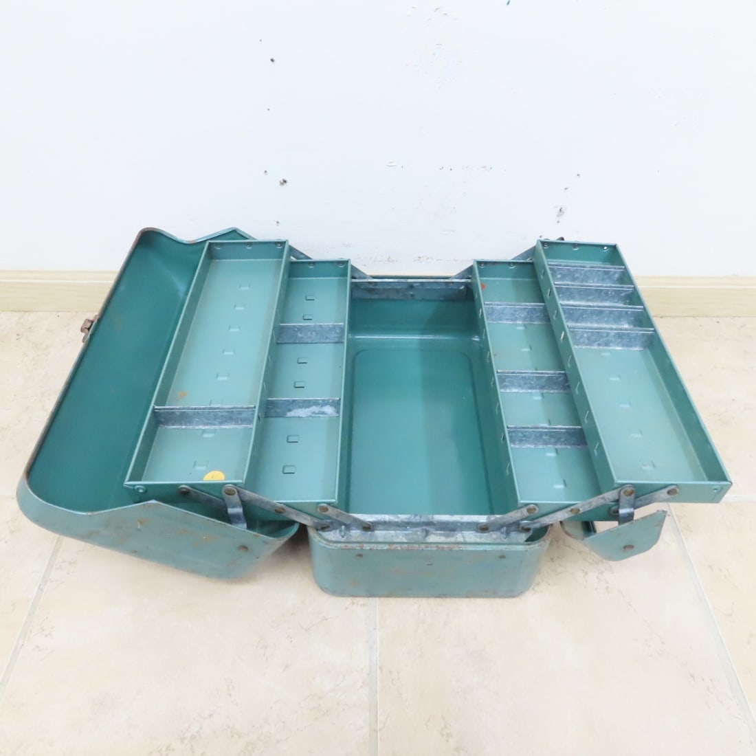 7 Vintage Metal Tackle & Tool Boxes, Empty - 6