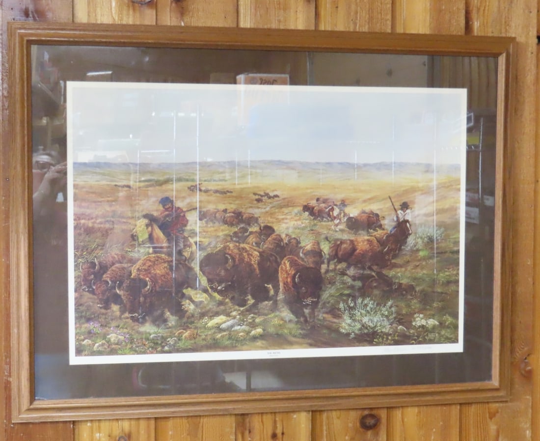 Vintage Albert Ferris "The Metis" Framed Print: Vintage Albert Ferris "The Metis" Framed Print - Small Crack in Glass, Lower Left Corner. Hand Signed 1983. LOT SIZE: 42x31x2" 14 LBS All information and photos, which are part of the description)