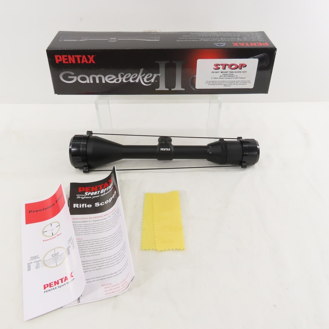 Pentax Gameseeker II 3x-9x-50mm Scope in Box: Pentax Gameseeker II 3x-9x-50mm Scope in Box - matte, Like new LOT SIZE: 15x3x3" 2 LBS All information and photos, which are part of the description) are intended to be as accurate as possible, but
