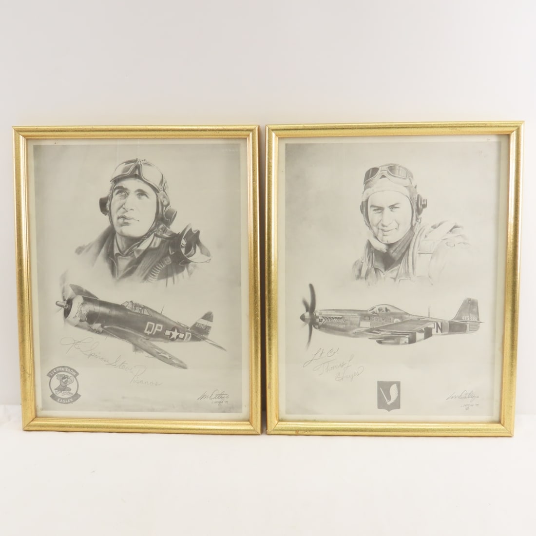 6 L Ortega Pilot Prints, Most Signed by the Pilots - 7
