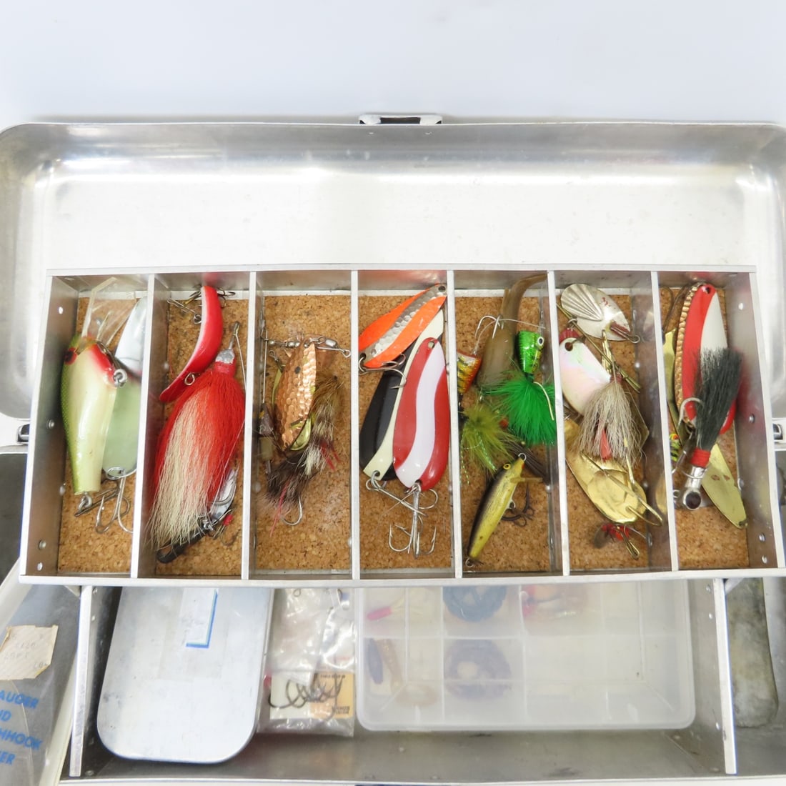 4 Vintage Metal & Plastic Tackle Boxes & Lures - 12