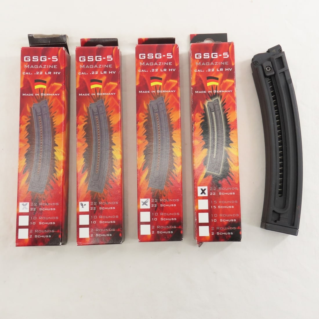 6 GSG-5 .22 LR HV Magazines & 2 Clamps - 7