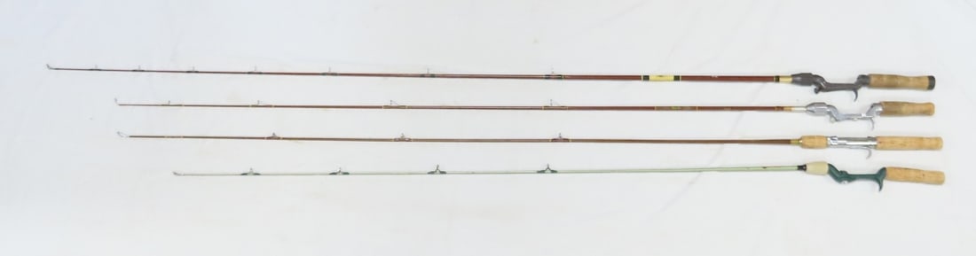 4 Vintage One-Piece Casting Rods- SilaFlex, Others: 4 Vintage One-Piece Casting Rods- SilaFlex, Others - Tonkin Cane 5'6", SilaFlex 5'7", SilaFlex Magnum PT-120 6'1", Paul Bunyan Bait Co. Minneapolis, MN 5'. LOT SIZE: 74x4x4" 2 LBS All information and 