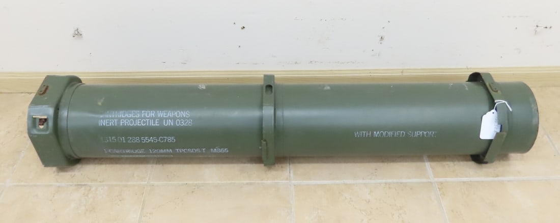 US Army 120mm Cartridge Tube: US Army 120mm Cartridge Tube - LOT SIZE: 45x8x8" 20 LBS All information and photos, which are part of the description) are intended to be as accurate as possible, but errors are possible. No item may