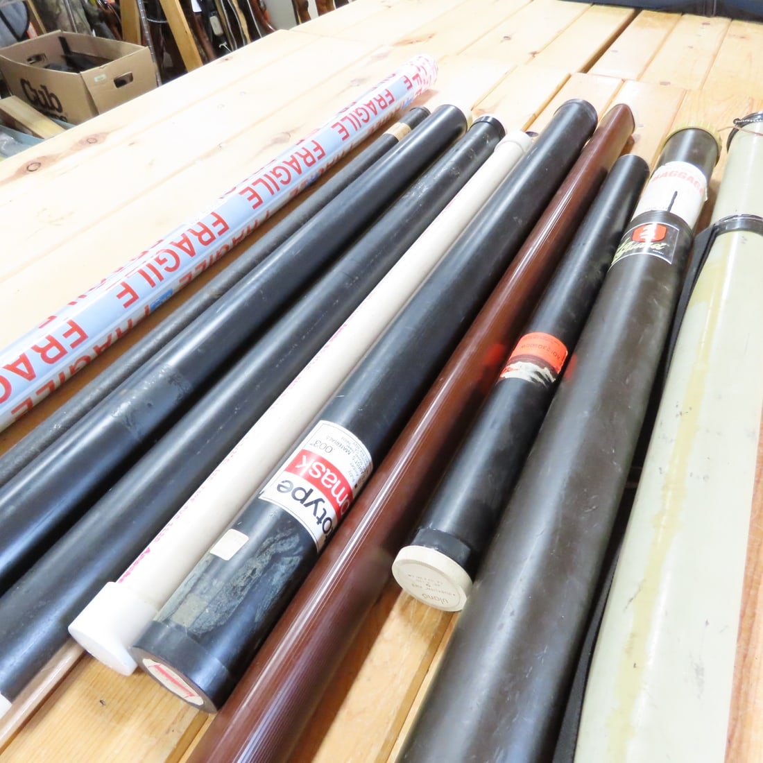 Large Collection of Fishing Pole Cases & Tubes - 6