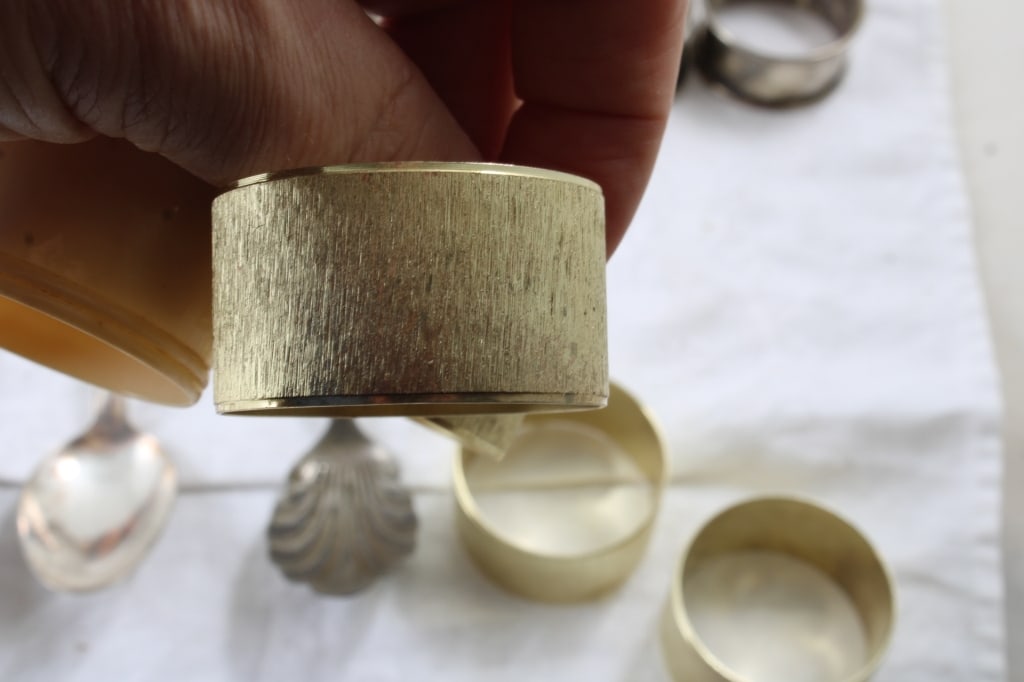 Napkin Rings, 8 Rogers Silver Plate State Spoons - 13