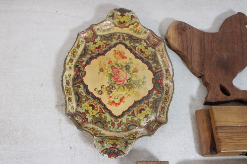 Enamelware, Pewter and Wood Lot - 2