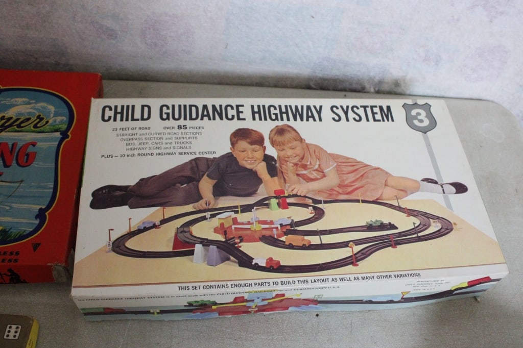 Wooden Crate of Vintage Play Sets, Games, Toys - 6