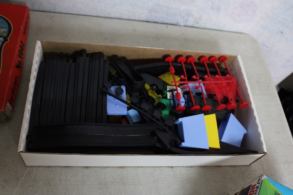 Wooden Crate of Vintage Play Sets, Games, Toys - 7