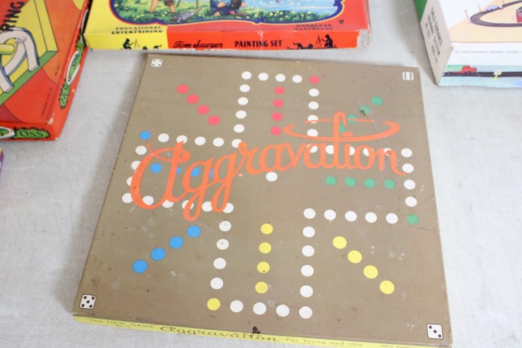 Wooden Crate of Vintage Play Sets, Games, Toys - 8