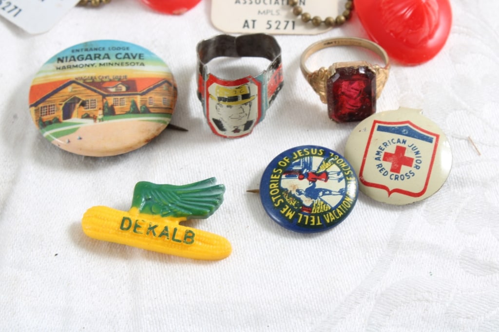 Collectible Pins, Key Chains, Ring, Lipstick Tube - 10