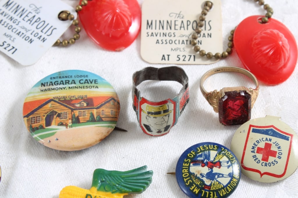 Collectible Pins, Key Chains, Ring, Lipstick Tube - 9