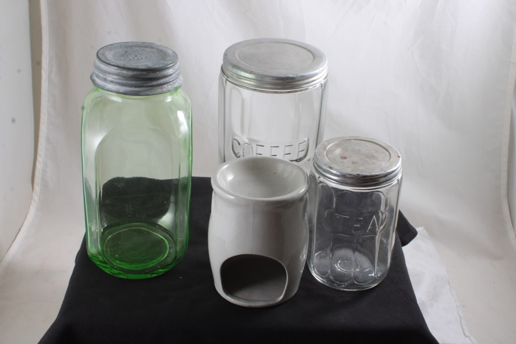 Uranium & Clear Glass Hoosier Jars and (1 of 20)
