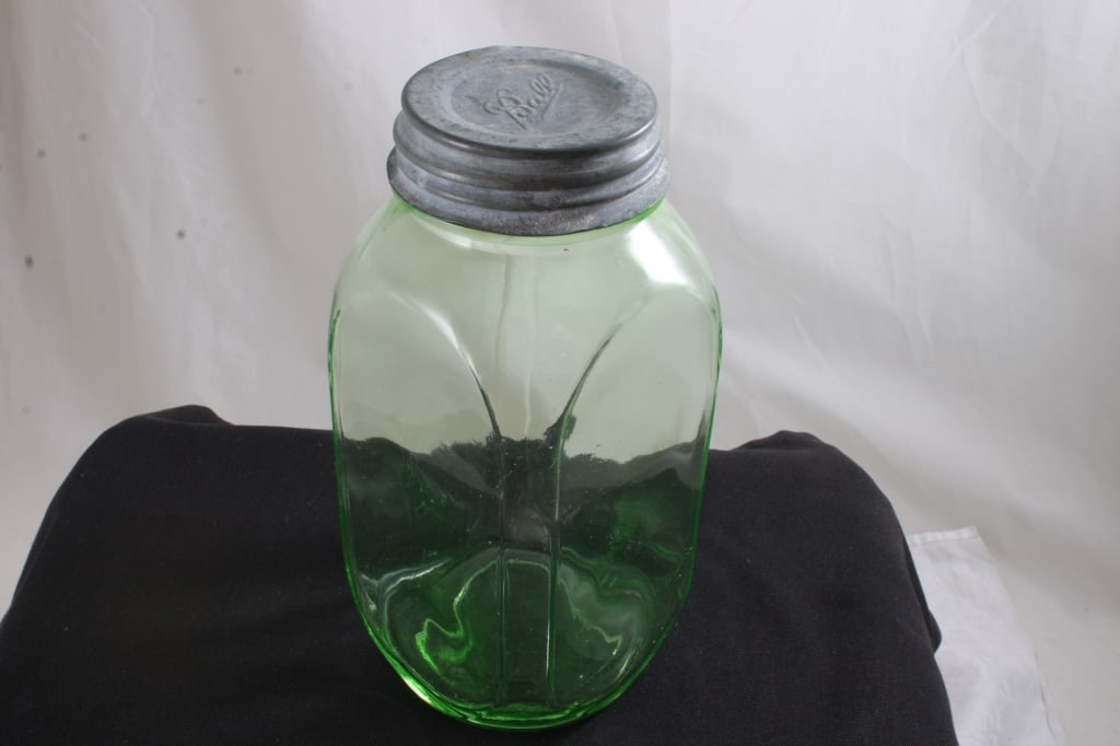 Uranium & Clear Glass Hoosier Jars and - 7