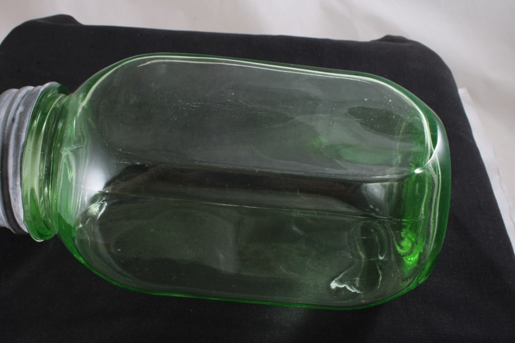 Uranium & Clear Glass Hoosier Jars and - 9
