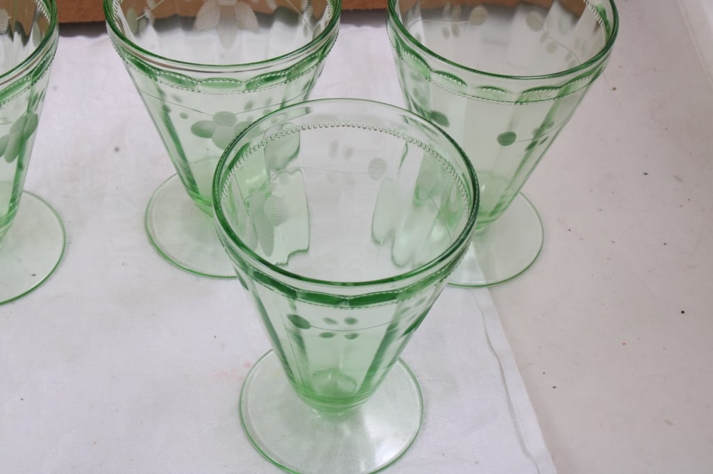 10 Uranium Glass Sherbets - 2