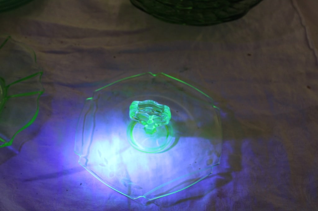 11 Uranium Glass Tidbit and Other Plates - 12