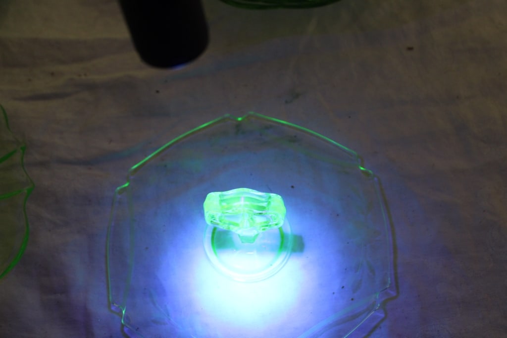 11 Uranium Glass Tidbit and Other Plates - 13