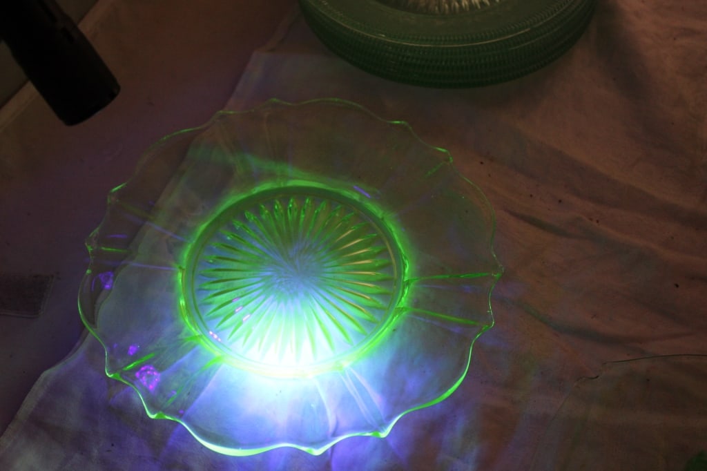 11 Uranium Glass Tidbit and Other Plates - 16