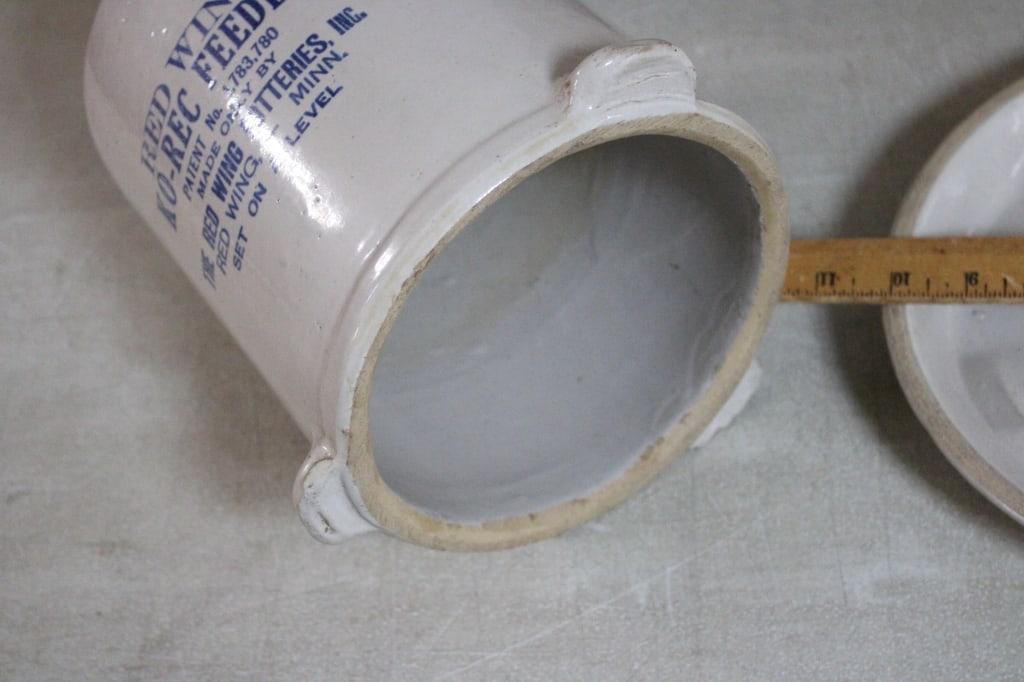 3 Stoneware Chicken Feeders & Advertising Crate - 20