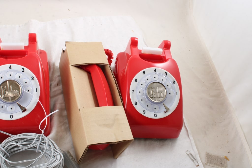 1970 Japan KGK Set Red Belphone Battery Telephones - 3