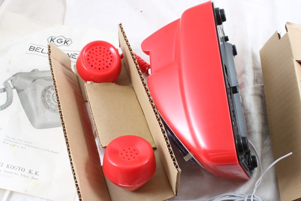1970 Japan KGK Set Red Belphone Battery Telephones - 6