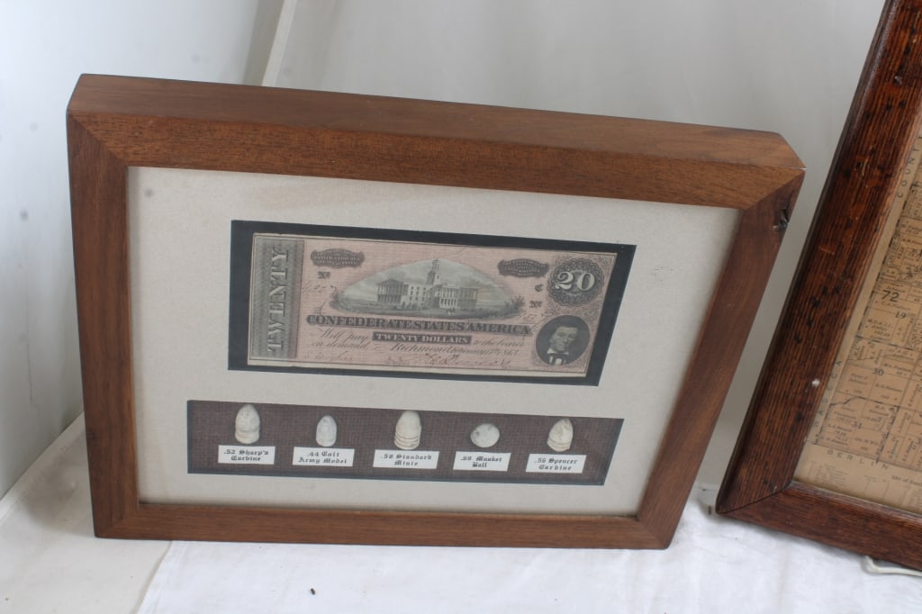 Confederate Currency & Bullets and Waseca Plat Map - 14