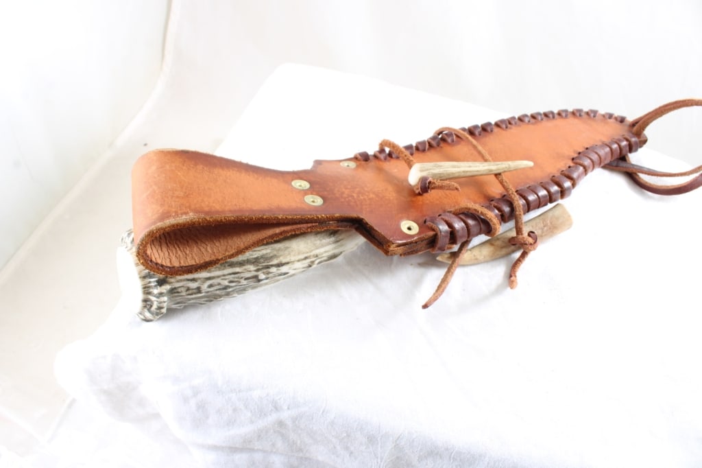 Fixed Blade Knife Silver Stag with Sheath - 13
