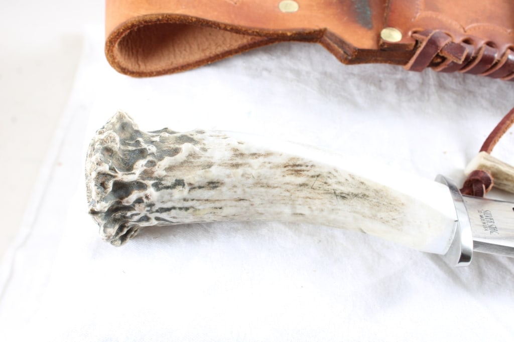 Fixed Blade Knife Silver Stag with Sheath - 3