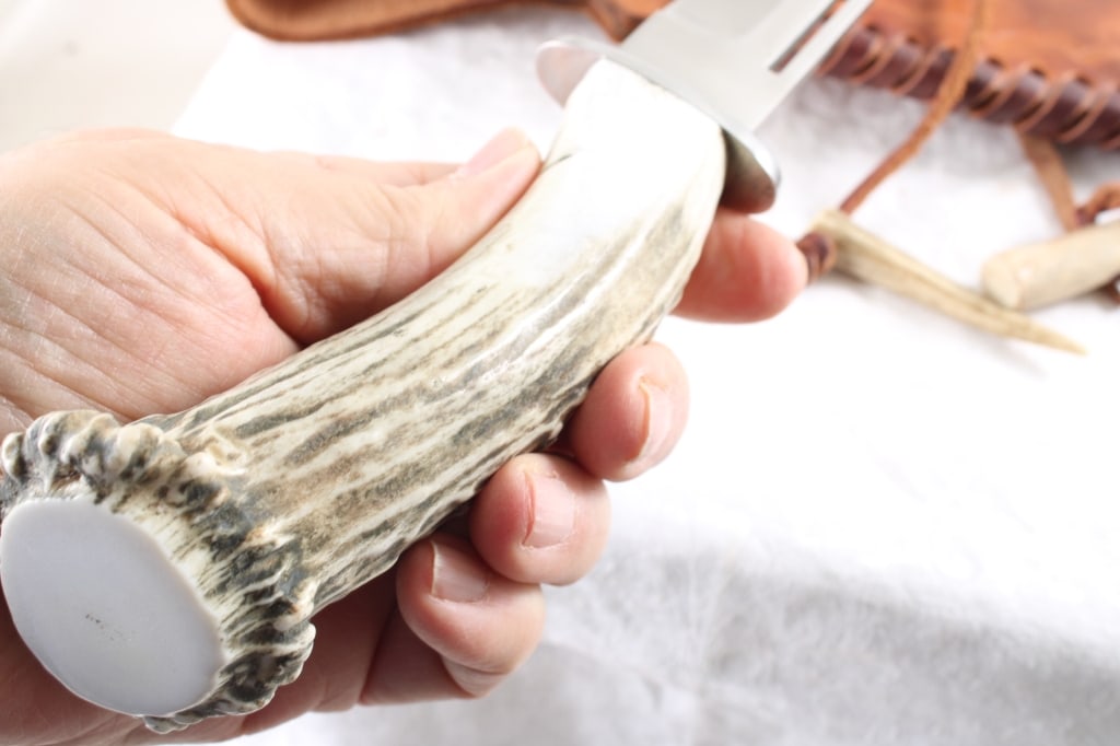 Fixed Blade Knife Silver Stag with Sheath - 5
