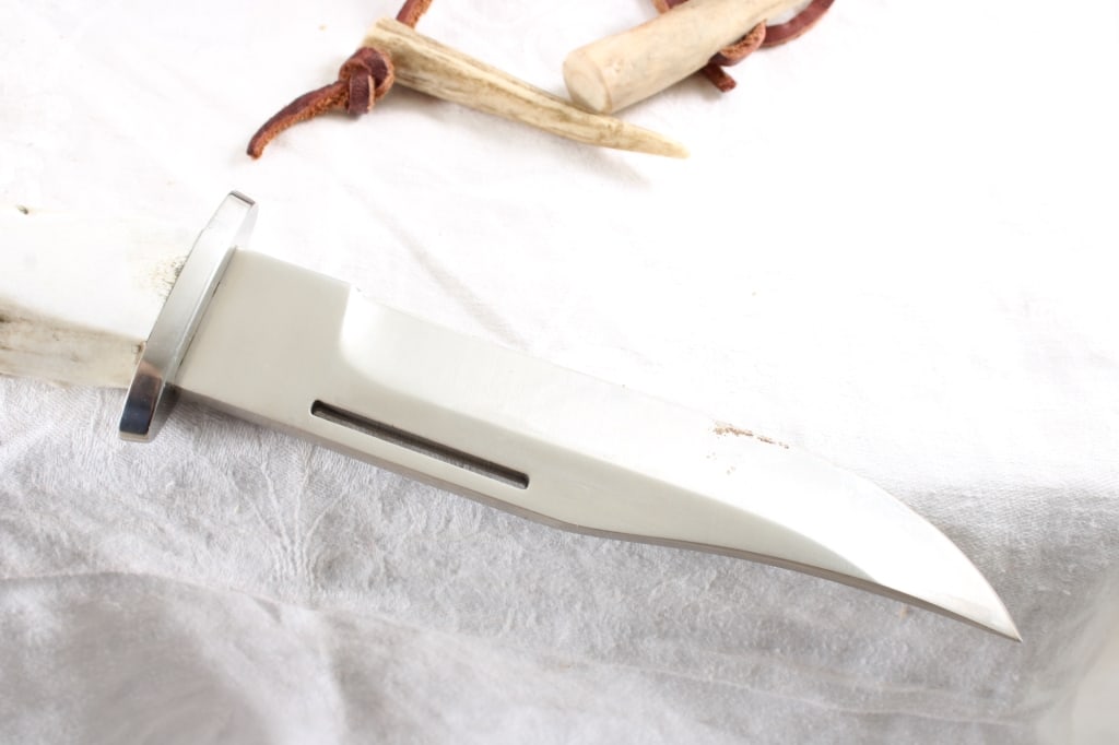 Fixed Blade Knife Silver Stag with Sheath - 6