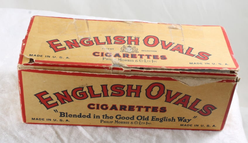 English Ovals Cigarettes 9 Packs in Carton Box: English Ovals Cigarettes 9 Packs in Carton Box - Lot Size 8" x 3.5" x 3". 1 Lb. All information and photos, which are part of the description, are intended to be as accurate as possible, but errors