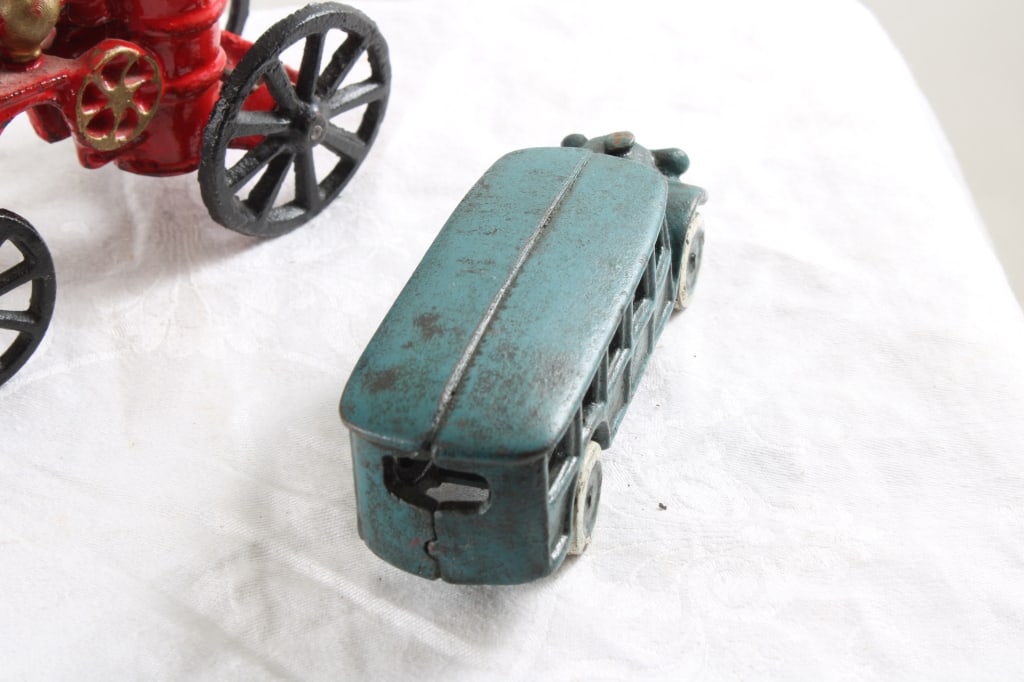 Cast Iron Horse Drawn Fire Pumper, & Touring Bus - 3
