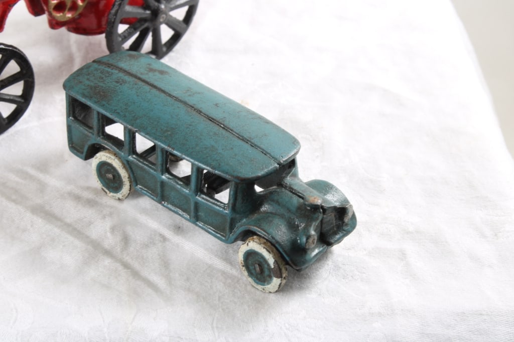 Cast Iron Horse Drawn Fire Pumper, & Touring Bus - 4