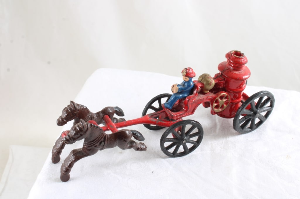 Cast Iron Horse Drawn Fire Pumper, & Touring Bus - 6