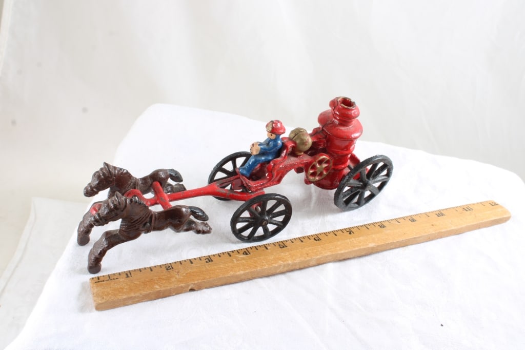 Cast Iron Horse Drawn Fire Pumper, & Touring Bus - 7