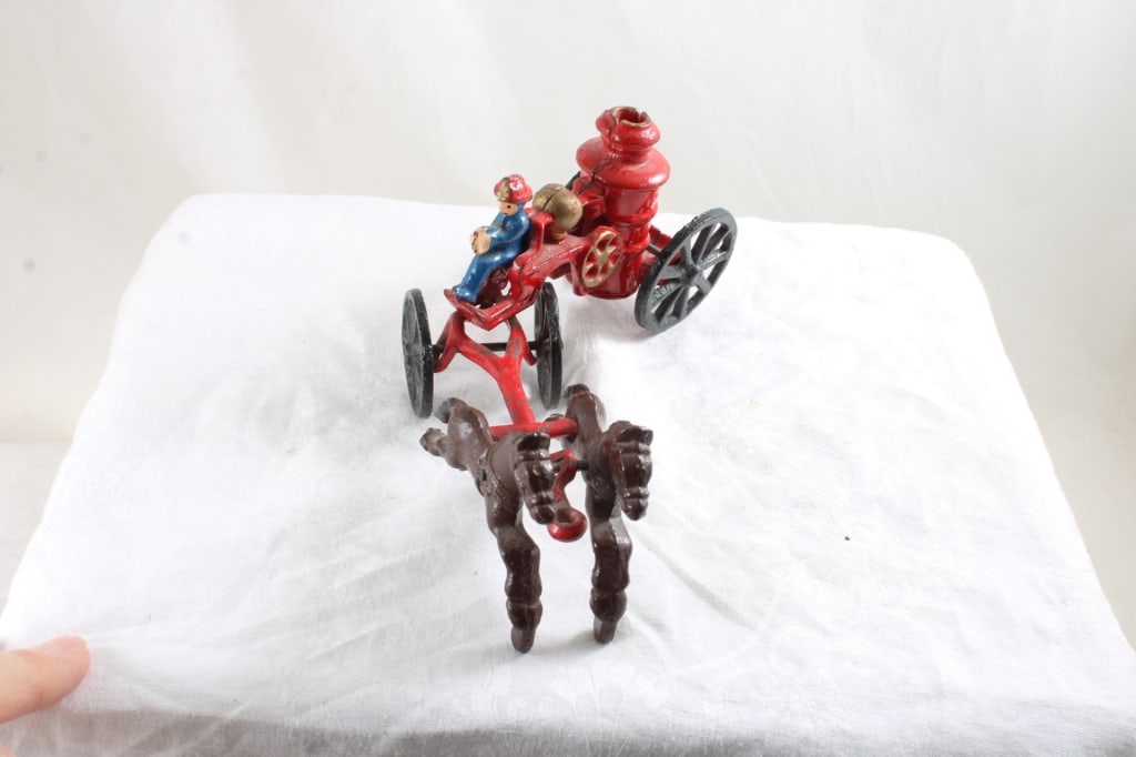 Cast Iron Horse Drawn Fire Pumper, & Touring Bus - 8
