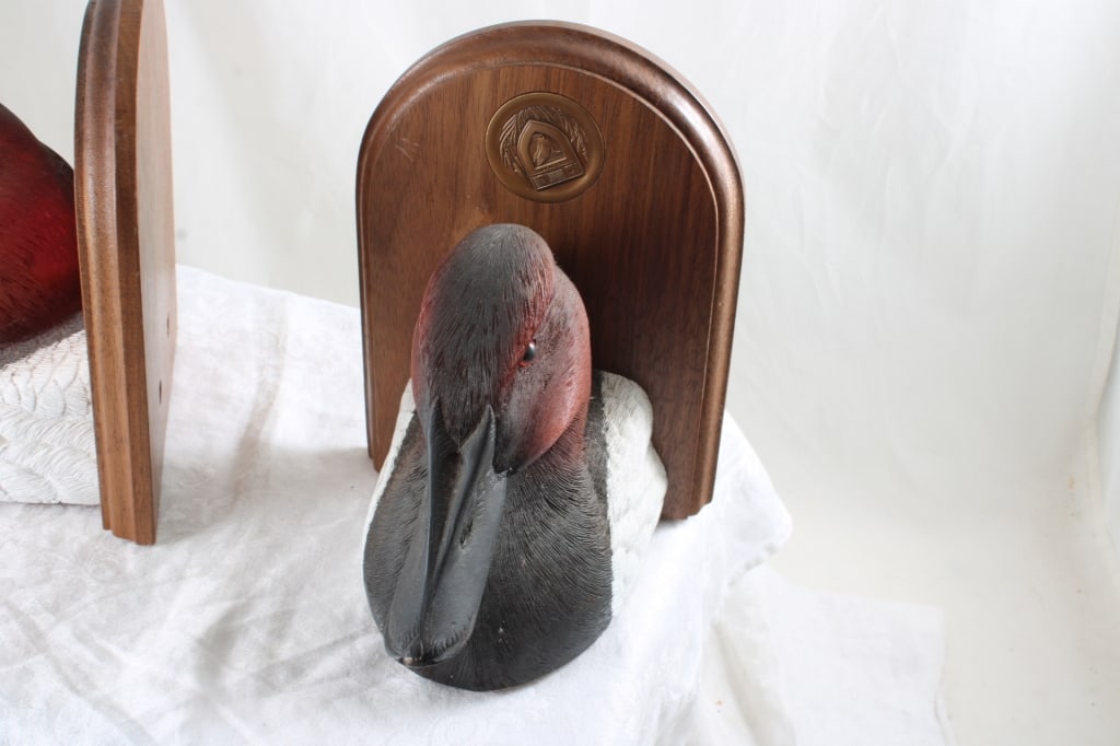 Duck's Unlimited Canvasback Wood Bookends - 4