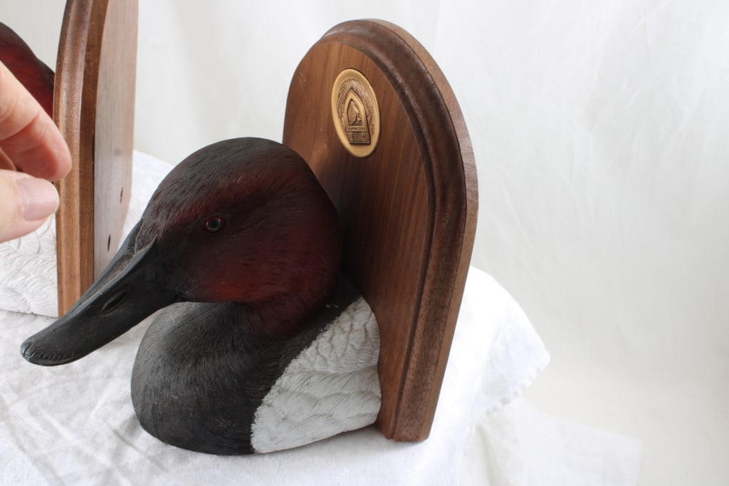 Duck's Unlimited Canvasback Wood Bookends - 5