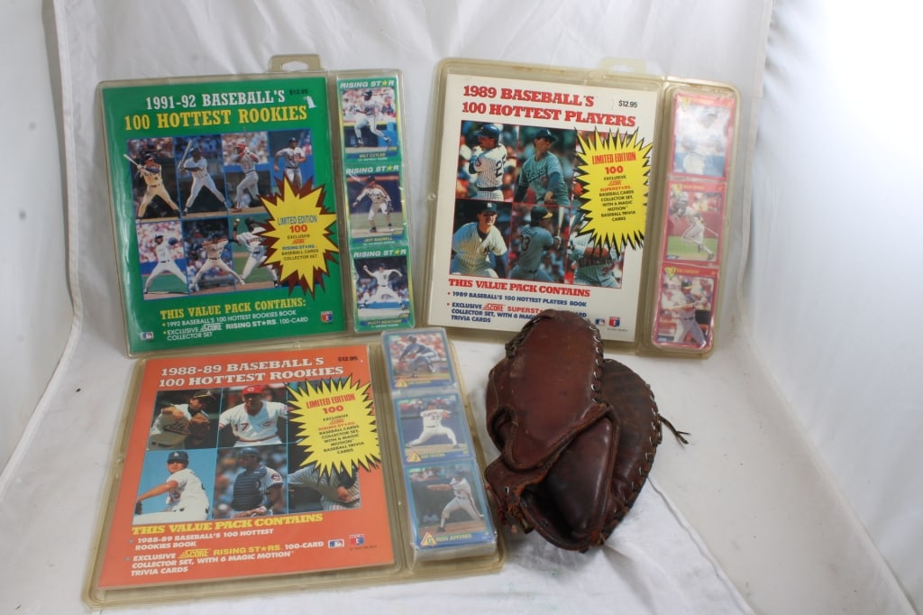 Baseball's Hottest Rookies, Players & Higgins Mitt: Baseball's Hottest Rookies, Players & Higgins Mitt - 1988-89 100 Baseball's Hottest Rookies Cards, 1991-92 Baseball's Hottest Rookies Cards, 1989 Baseball's Hottest 100 Players Cards all in Original