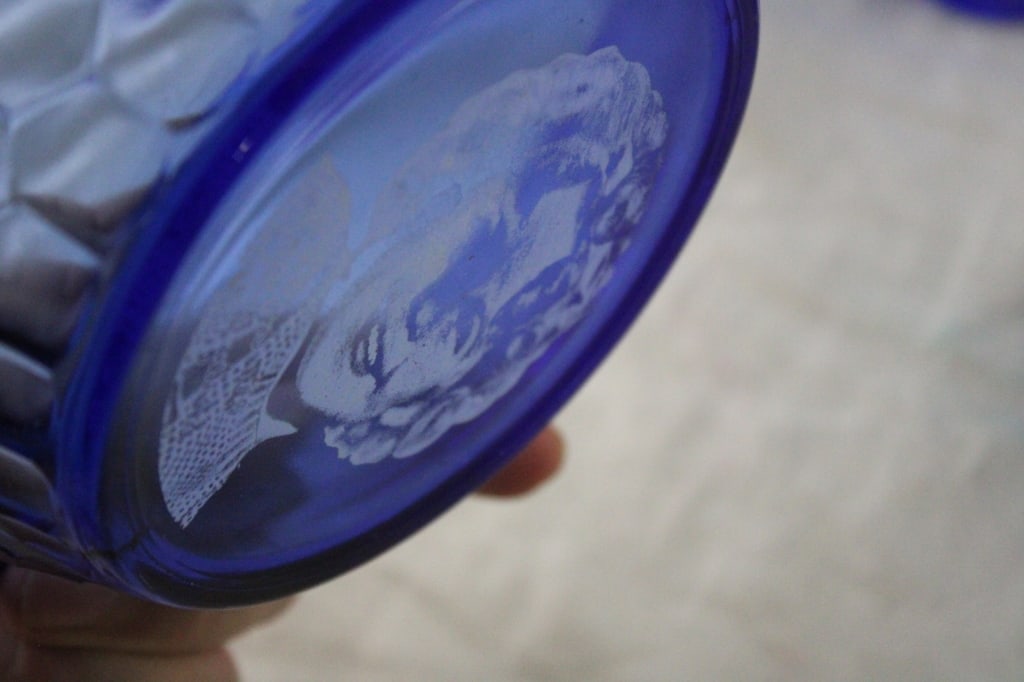 Shirley Temple Blue Glass Pitchers, Glasses, Bowl - 8