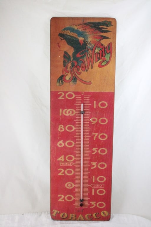 Red Wing Tobacco Thermometer, Renk Adv Clock - 4