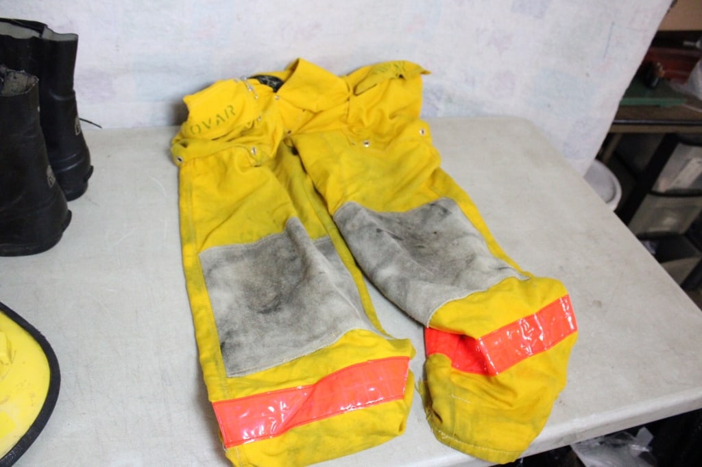 Bullard Fireman Helmet, Clothing, Boots in Tote - 20