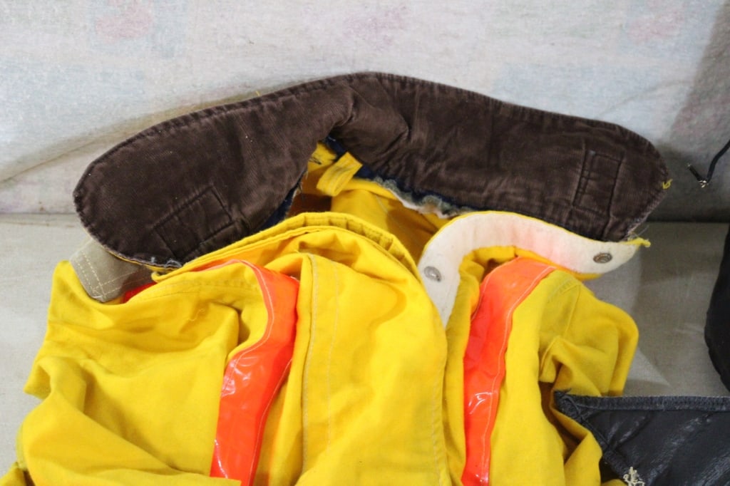 Bullard Fireman Helmet, Clothing, Boots in Tote - 2