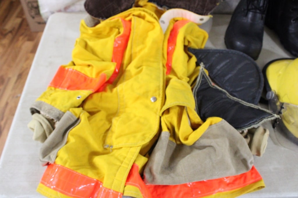 Bullard Fireman Helmet, Clothing, Boots in Tote - 3