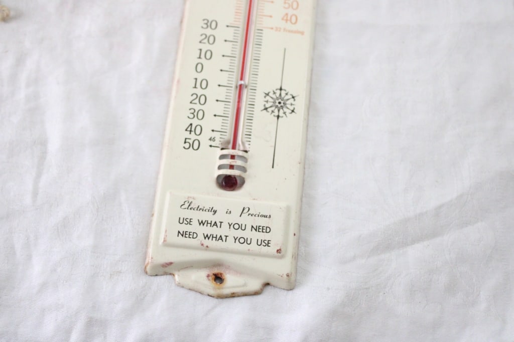 Adv Thermometer, Brass Bells, Wood Cheese Box - 12